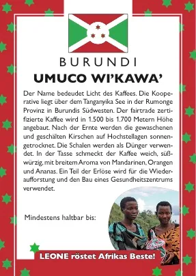burundi umuco wi’kawa’ coffee by leone caffè