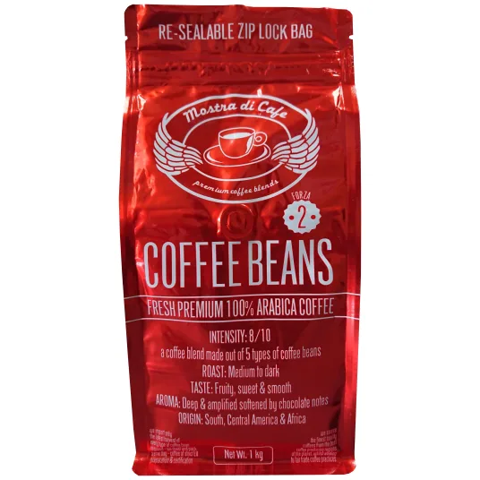 forza #2 beans – 1kg - ethiopia + uganda + guatemala + honduras coffee by mostra di cafe - coffee roastery