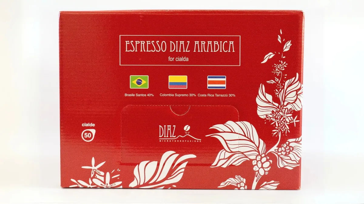 box 50 cialde espresso diaz arabica coffee by diaz microtorrefazione