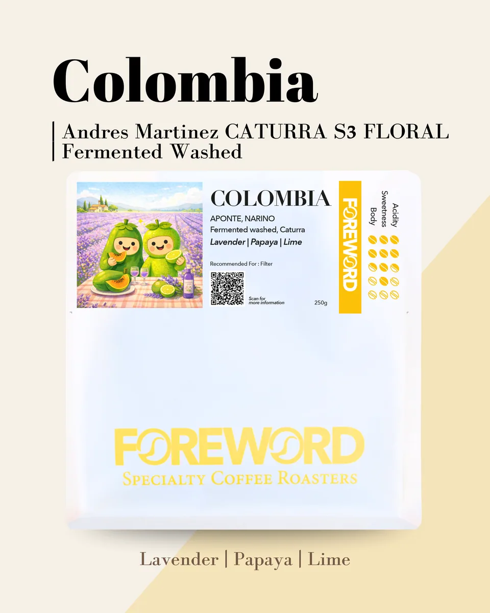 colombia andrés martinez caturra s3 floral - fermented washed coffee by foreword specialty coffee roasters