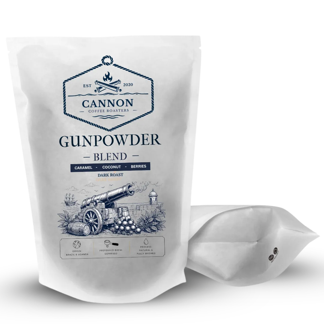 the gunpowder blend coffee by cannon coffee roasters
