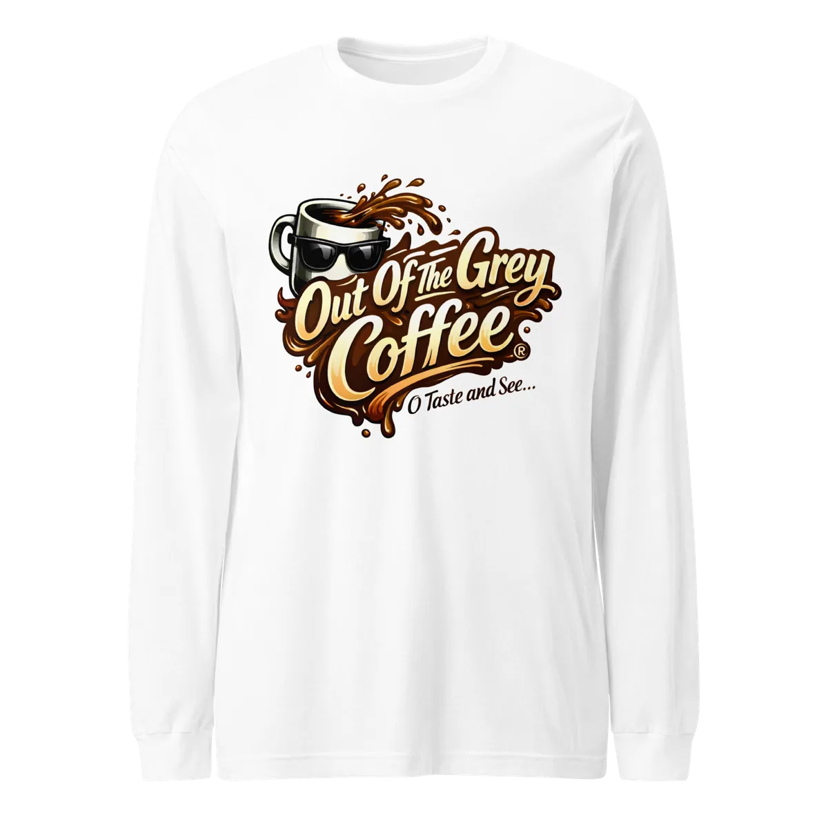 ootg - unisex long sleeve tee coffee by out of the grey coffee/javajourneys.coffee