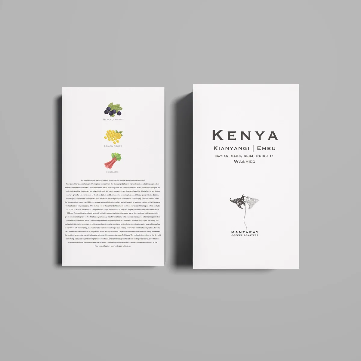 kenya kianyangi embu washed (single origin filter) - kenya coffee by manta ray coffee roasters