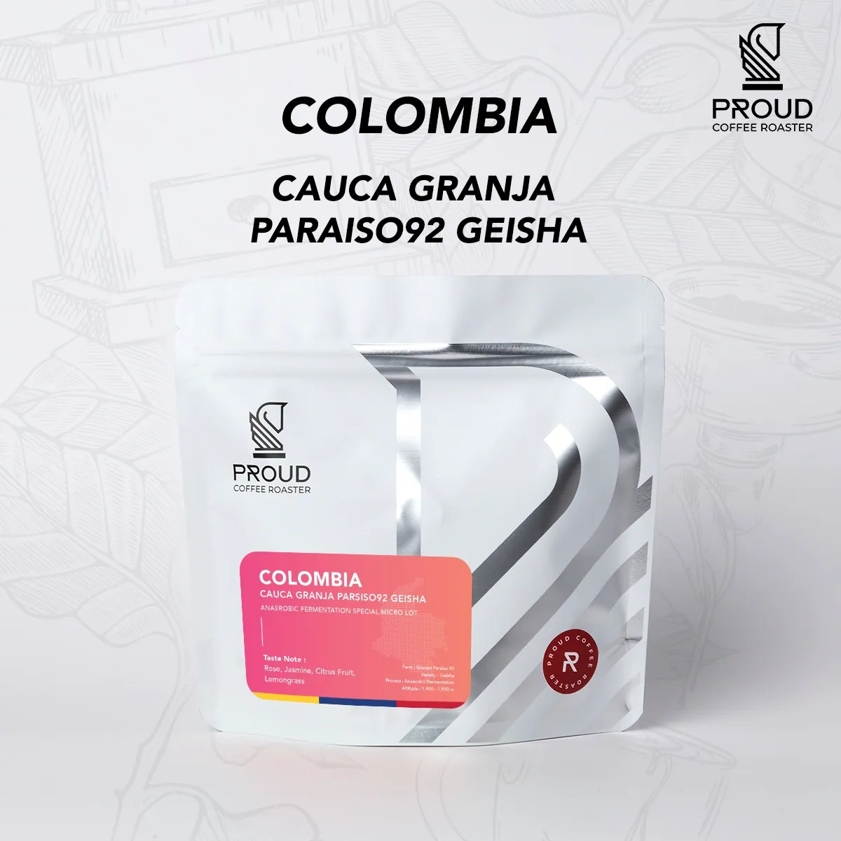 เมล็ดกาแฟคั่วอ่อน colombia cauca granja paraiso 92 geisha (150 g) - colombia coffee by proud coffee roaster - riverside plaza - specialty coffee shop