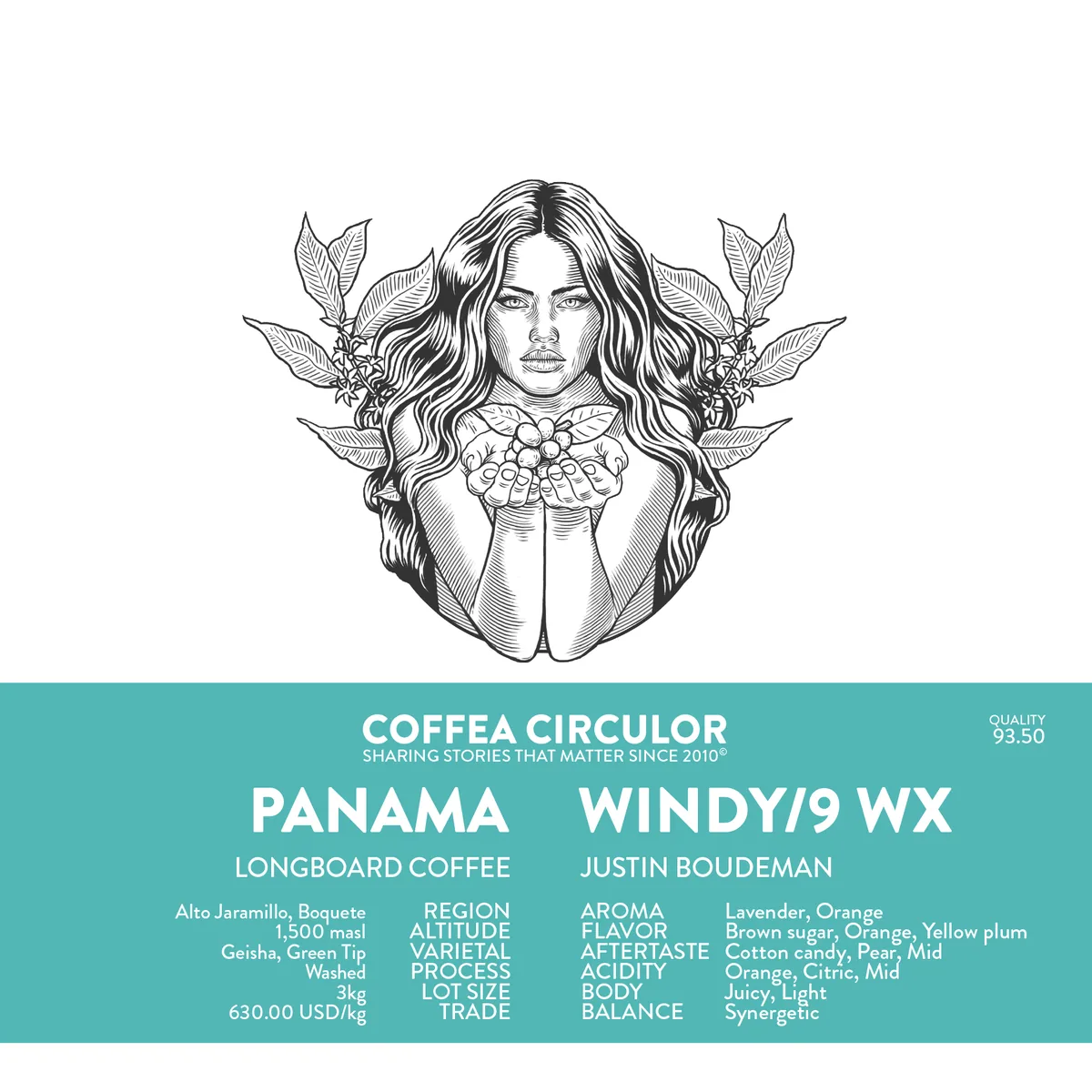 panama longboard geisha windy ridge /9 washed wx - panama coffee by coffea circulor