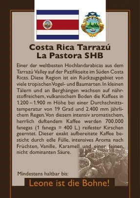 costa rica tarrazu la pastora shb coffee by leone caffè