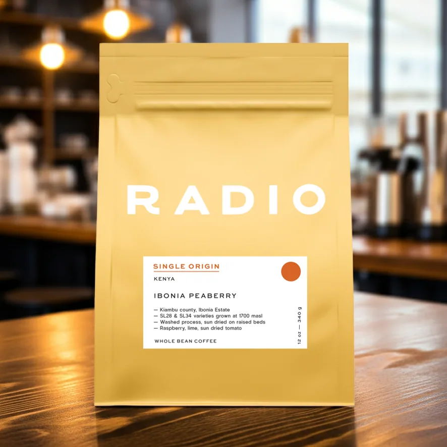 kenya: ibonia peaberry coffee by radio roasters coffee