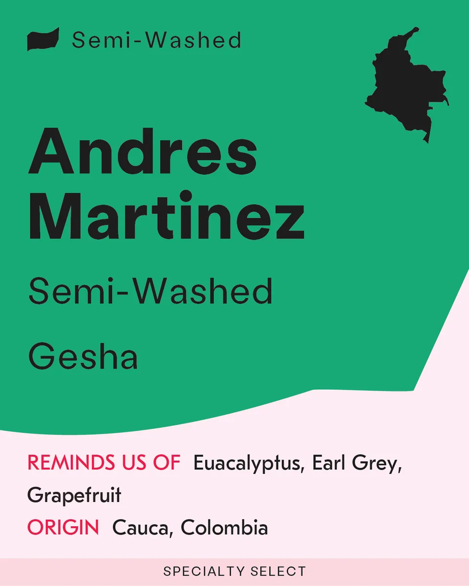 colombia, andres martinez - semi-washed gesha coffee by sk coffee: whittier