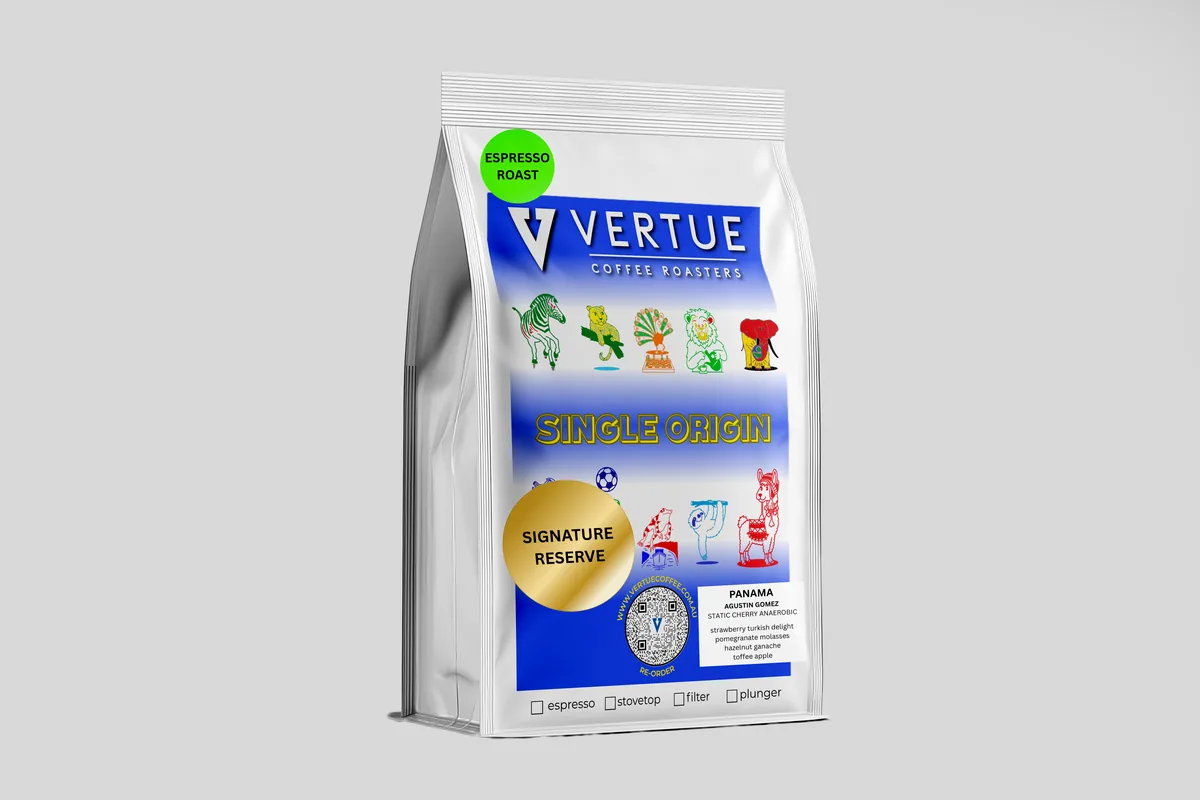 panama agustin gomez anaerobic microlot espresso roast coffee by vertue coffee roasters