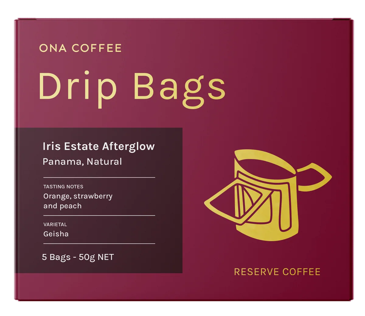 drip bags - iris estate afterglow, panama, natural coffee by ona