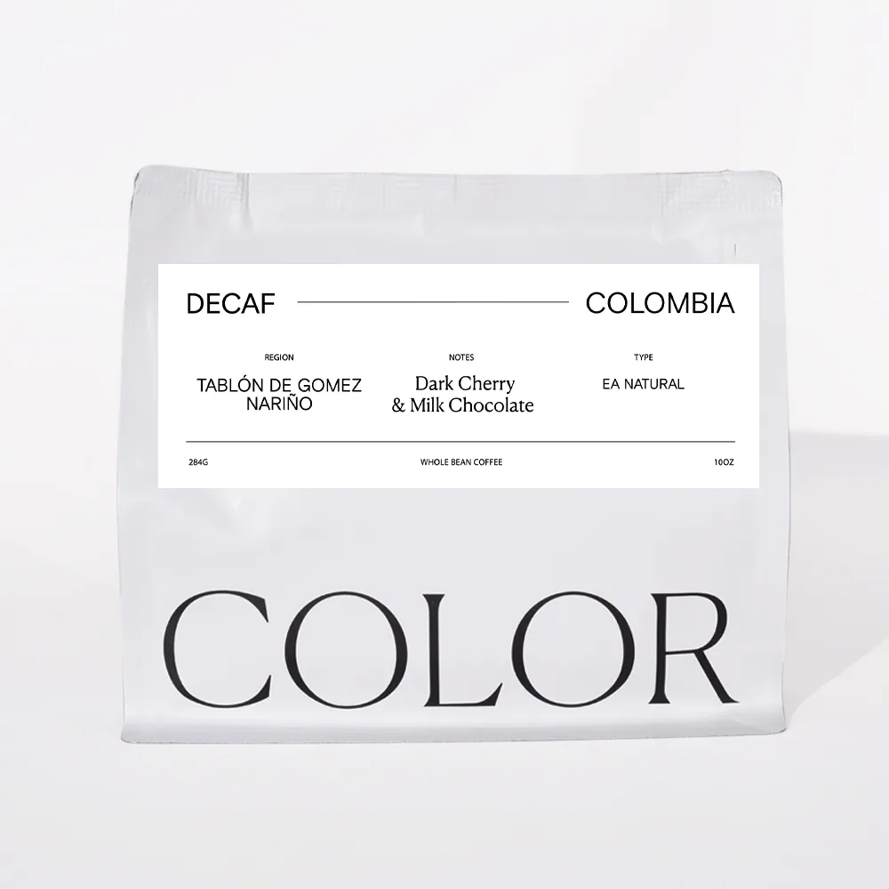 decaf colombia nariño - sugarcane natural coffee by color coffee roasters