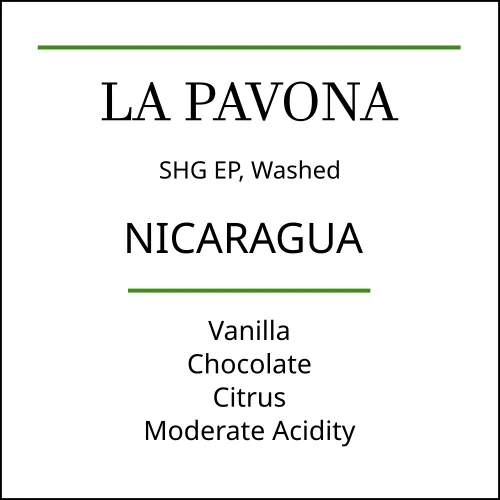 nicaragua la pavona medium roast coffee by pebble and pine coffee