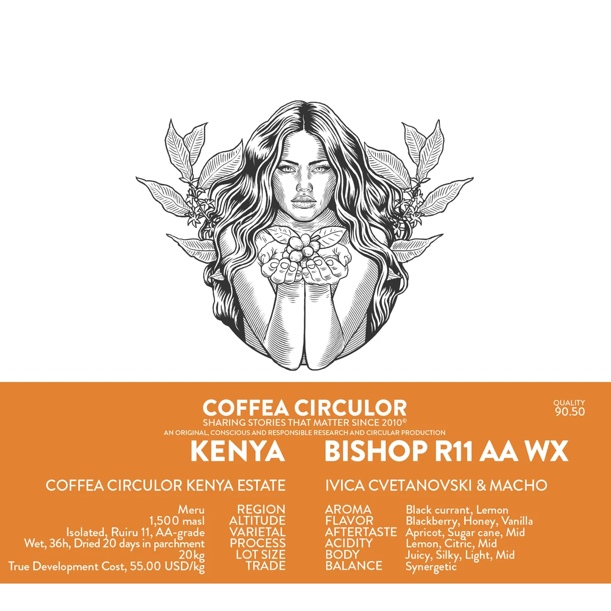 kenya coffea circulor bishop isolated ruiru 11 aa washed wx - kenya coffee by coffea circulor