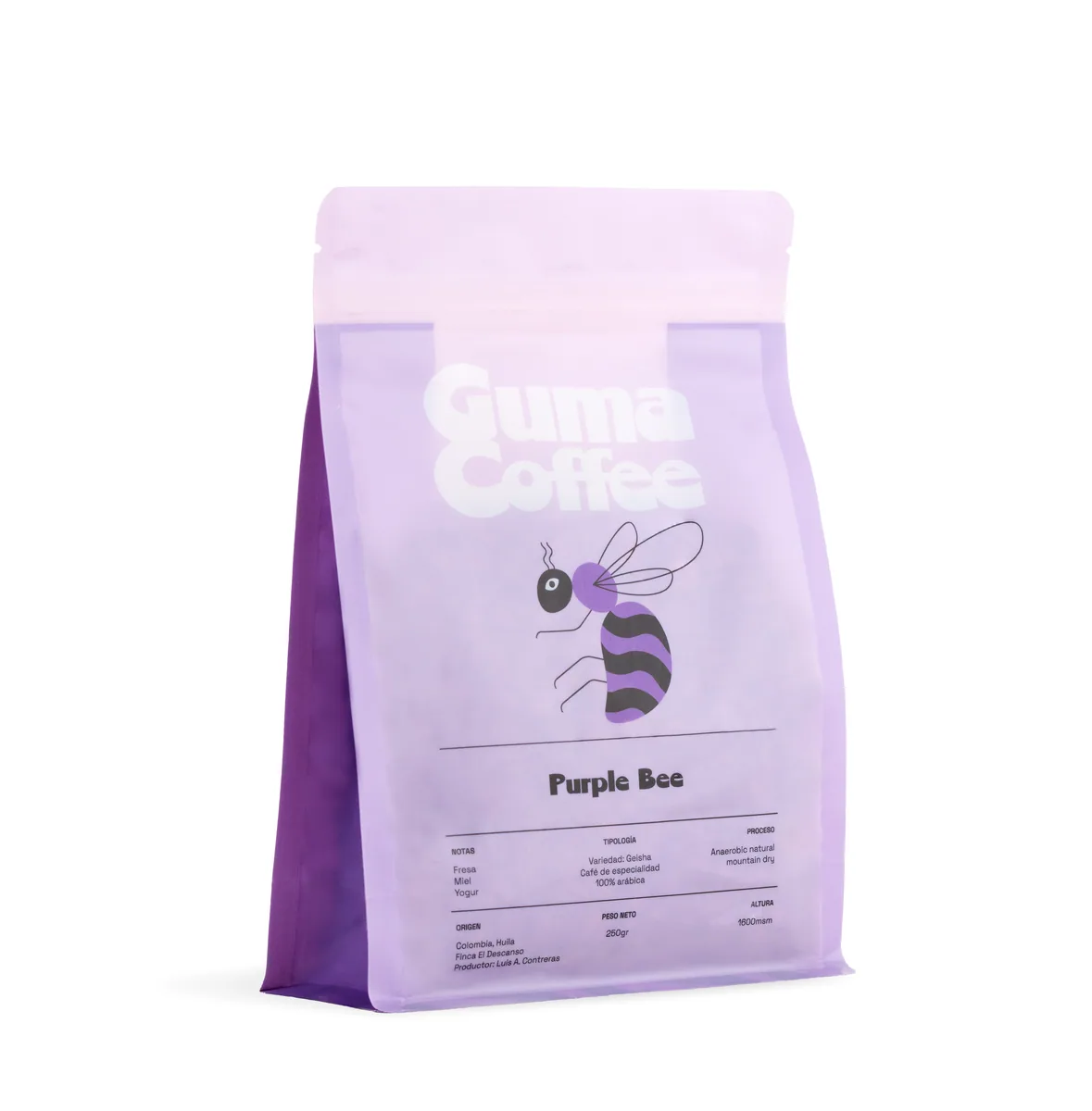 purple bee, colombia natural anaeróbico coffee by bee love