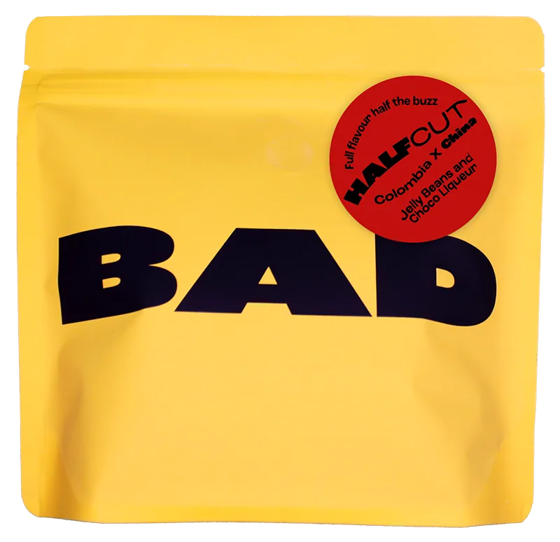 half caff • full flavour • half the buzz coffee by bad coffee
