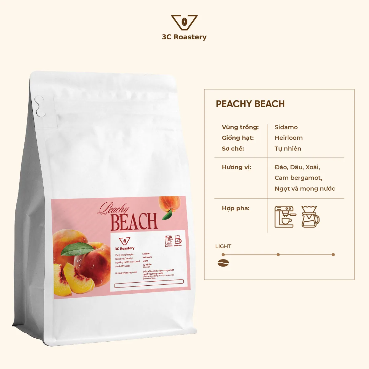peachy beach - ethiopia coffee by 3c roastery - nguyễn văn lộc