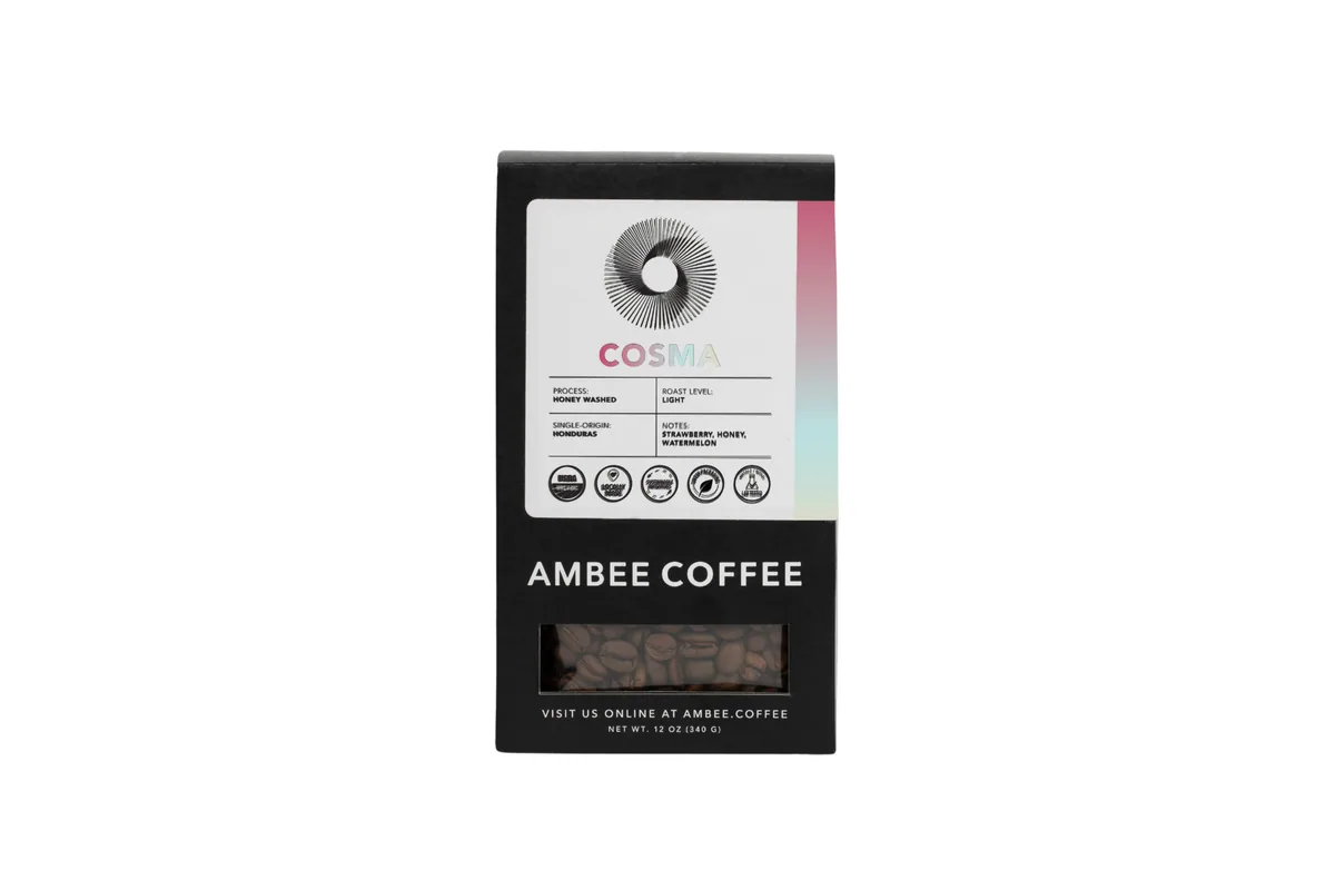 cosma – 12oz organic whole bean coffee box coffee by ambee coffee co.