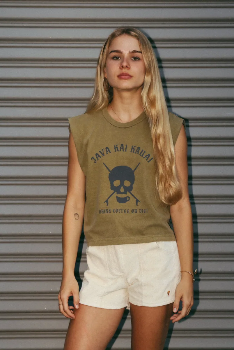 java kai surf skull //crop tank coffee by java kai