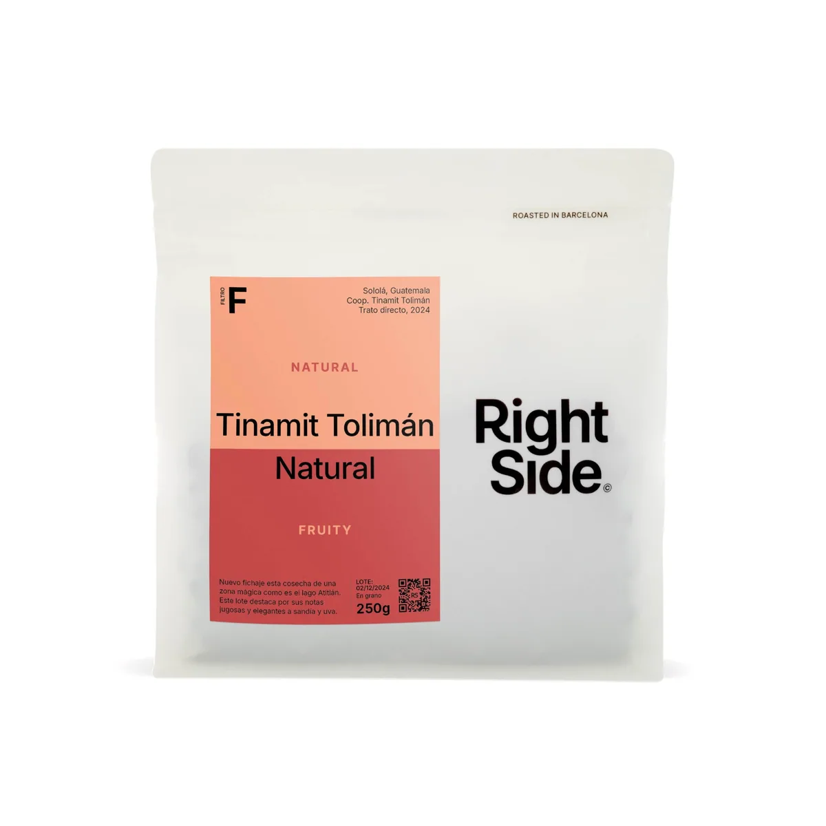 tinamit tolimán natural filtro - guatemala coffee by right side coffee roastery