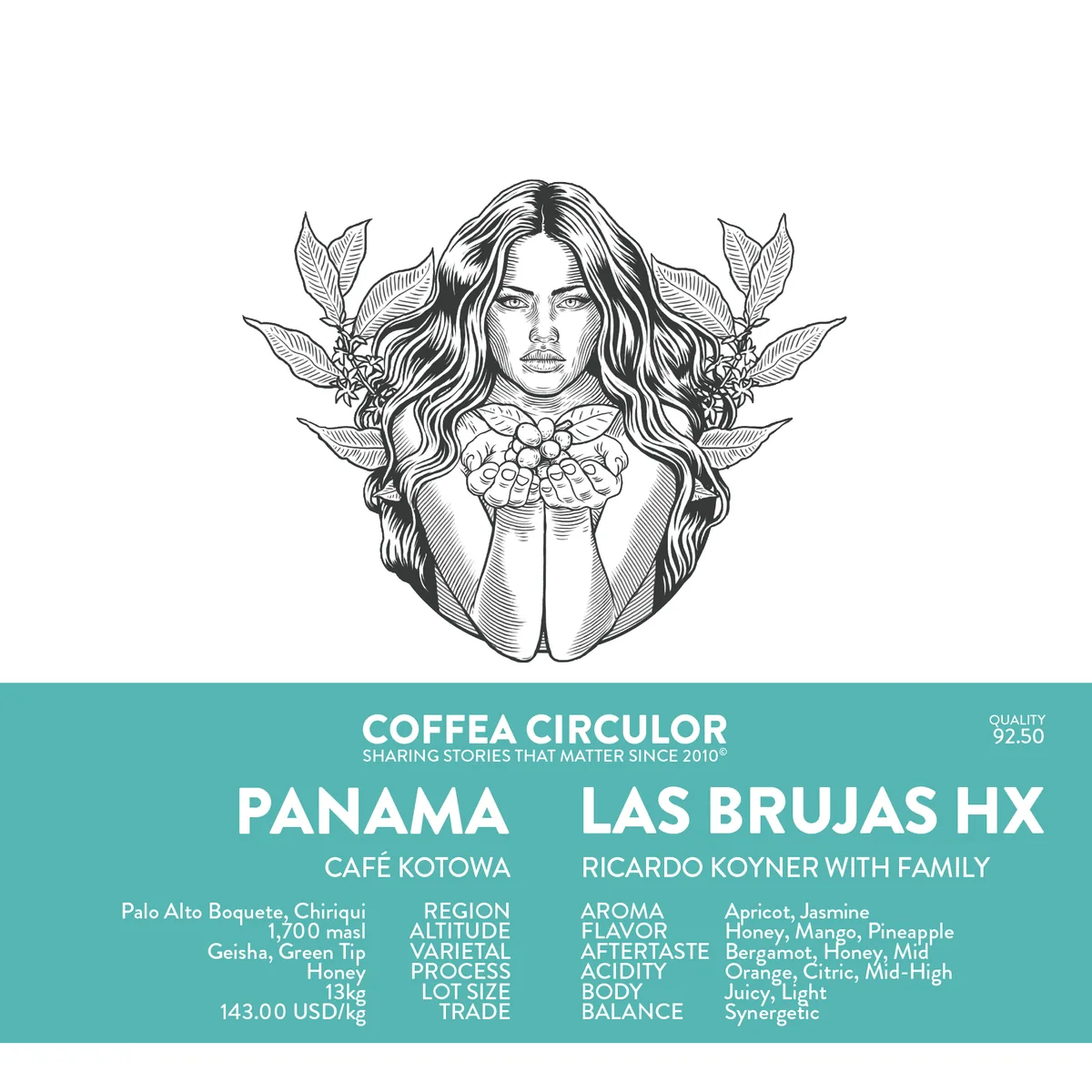 panama kotowa las brujas geisha /26-860 honey hx coffee by coffea circulor