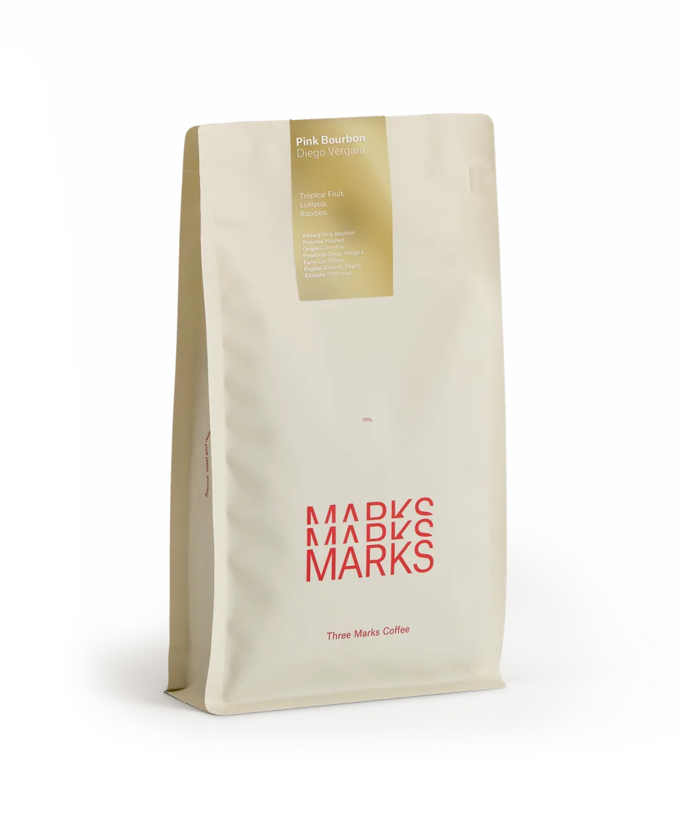 pink bourbon diego vergara - colombia coffee by three marks coffee
