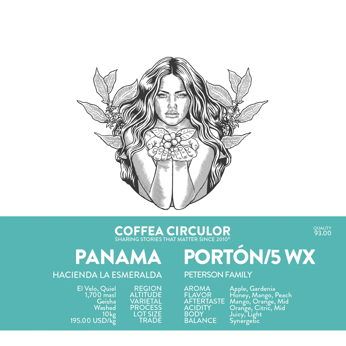 panama hacienda la esmeralda special porton /5 wx - panama coffee by coffea circulor