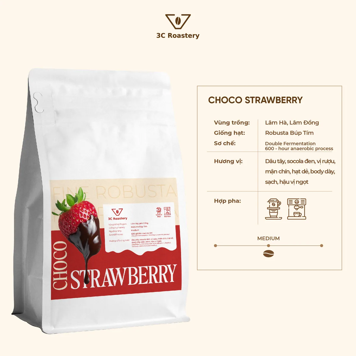 choco strawberry coffee by 3c roastery - 92 phan kế bính