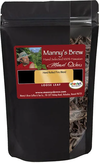 hand rolled fire blend tea coffee by buddha's cup kona coffee and tea farm