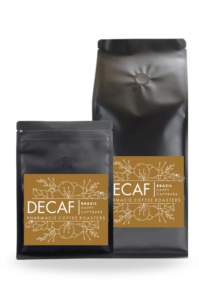 decaf happy capybara, brazil  espresso roast coffee by pharmacie coffee roasters
