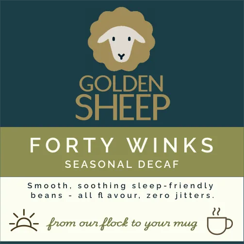forty winks decaf coffee by golden sheep coffee