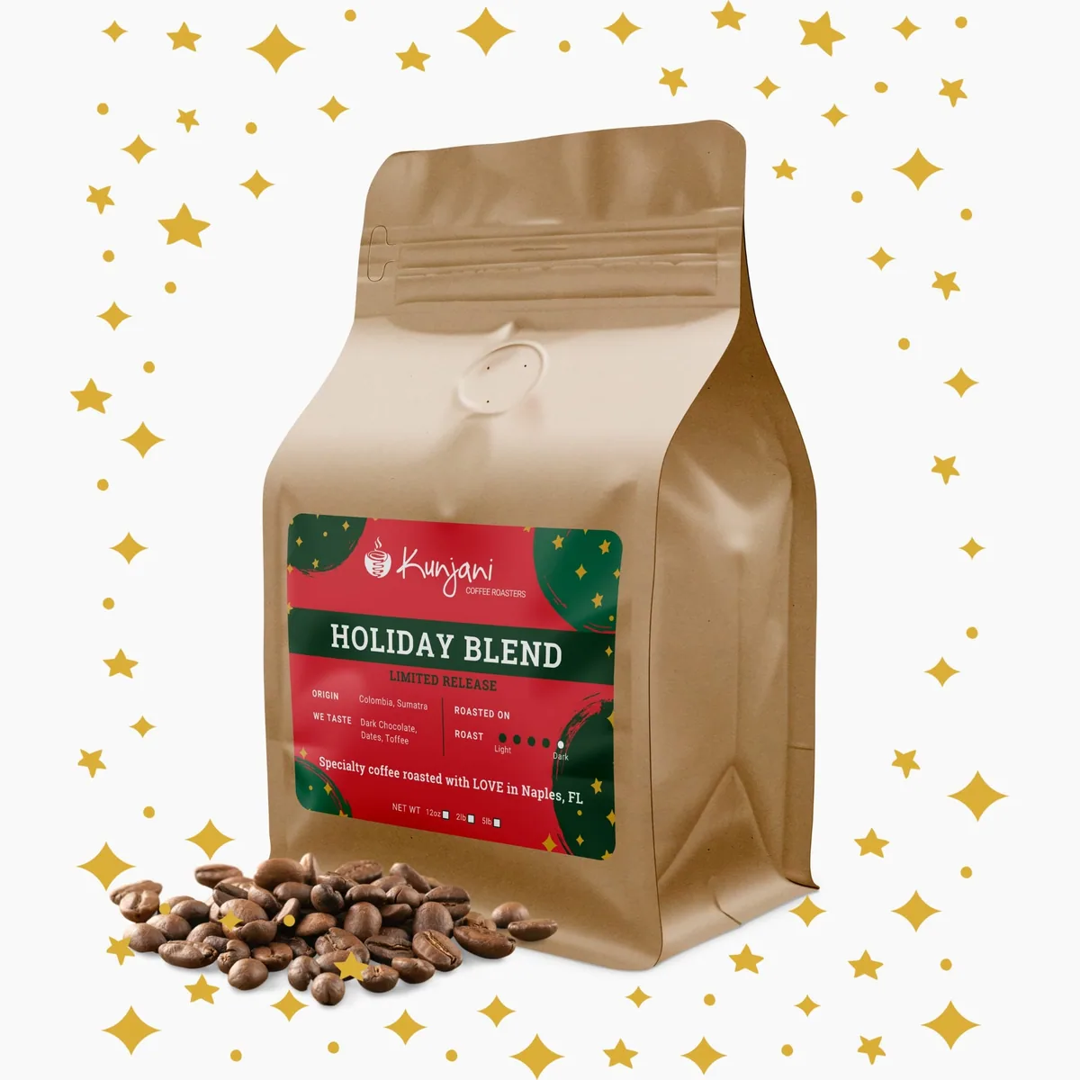 holiday blend 2025 coffee by kunjani craft coffee & gallery