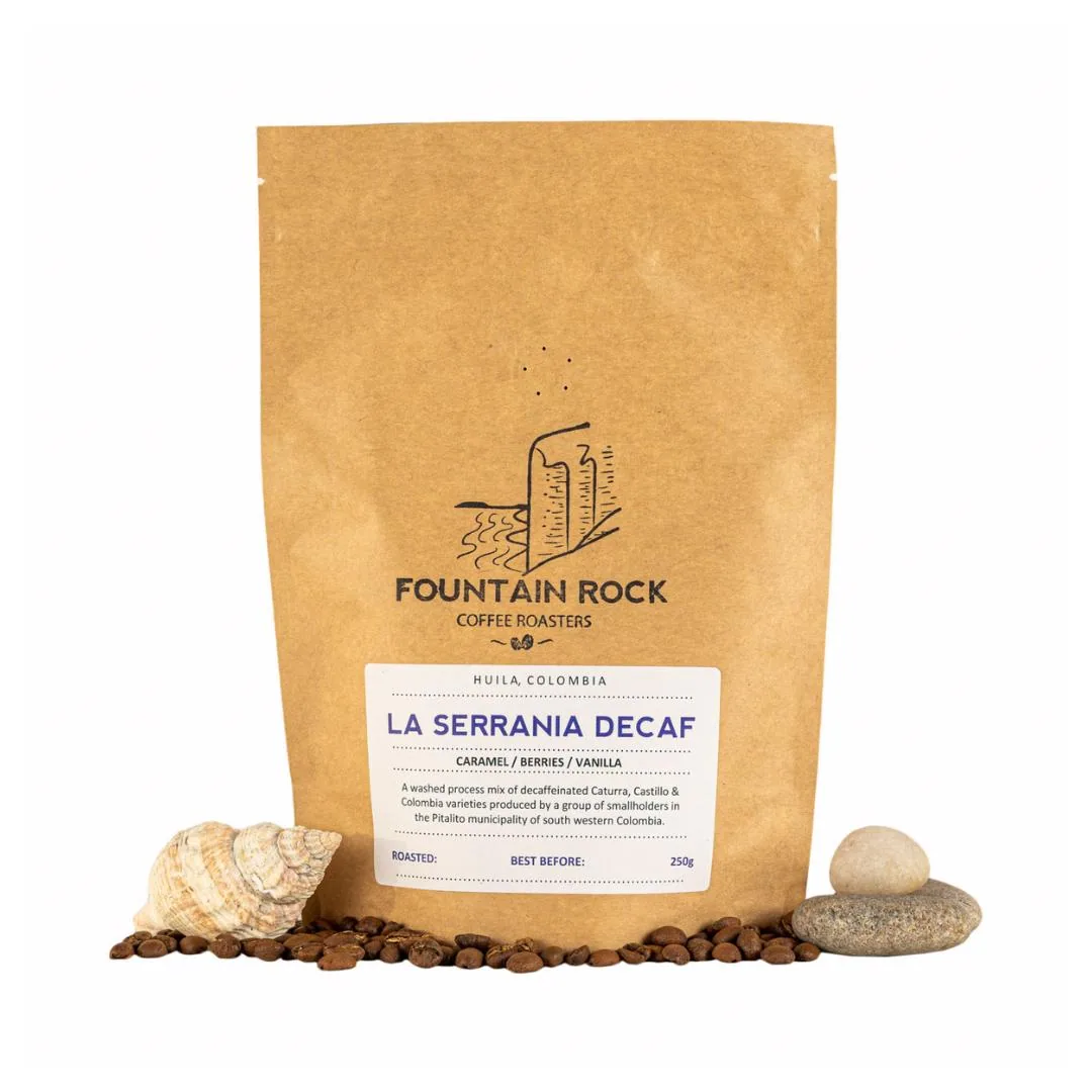 la serrania decaf, colombia coffee by fountain rock coffee roasters