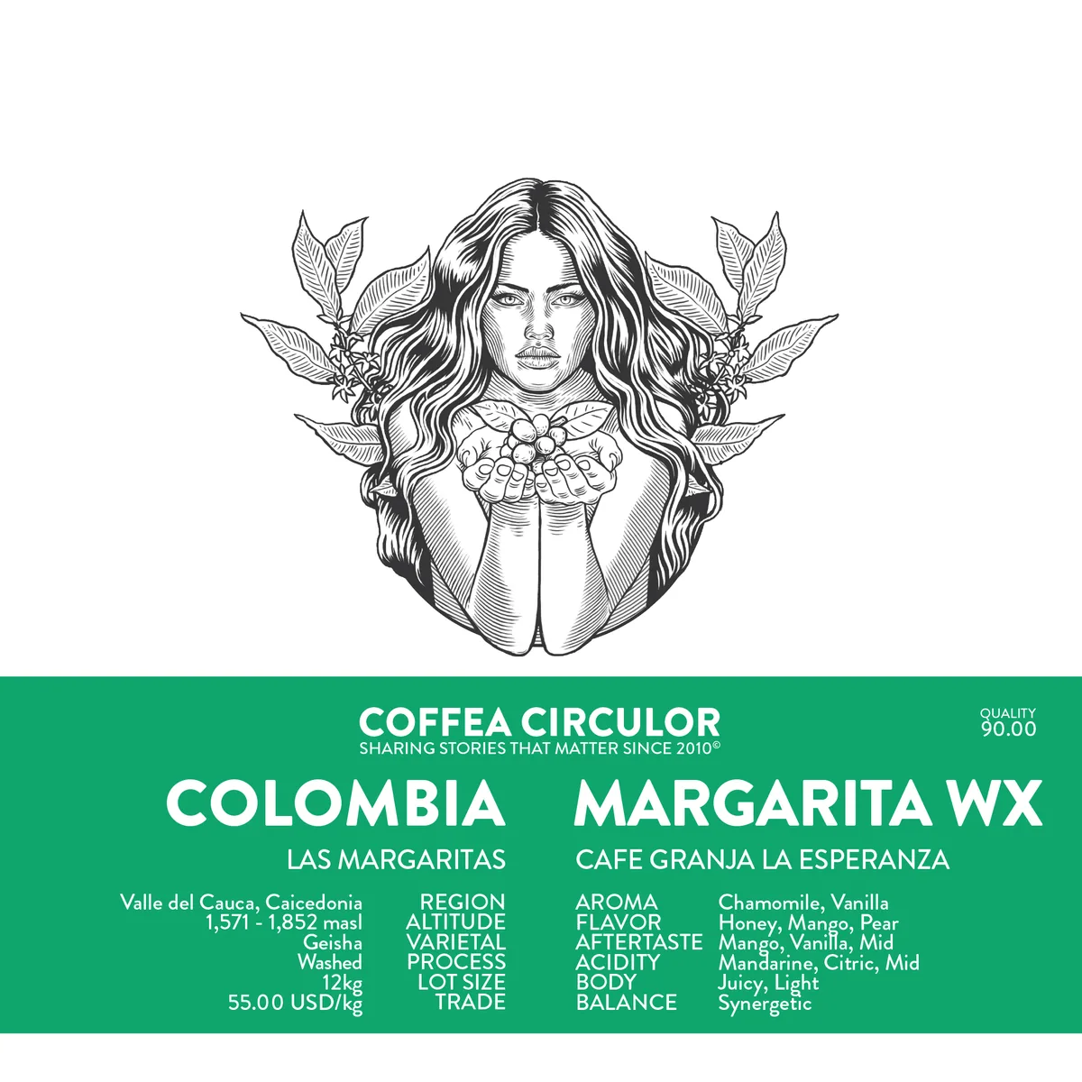 colombia cafe granja la esperanza margarita geisha washed wx - colombia coffee by coffea circulor