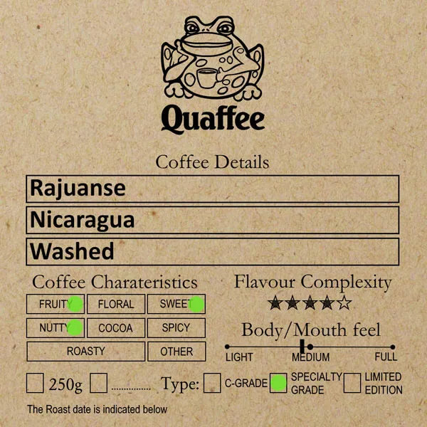 nicaraguan rajuanse estate pacamara washed rfa coffee - nicaragua coffee by quaffee, coffee roastery