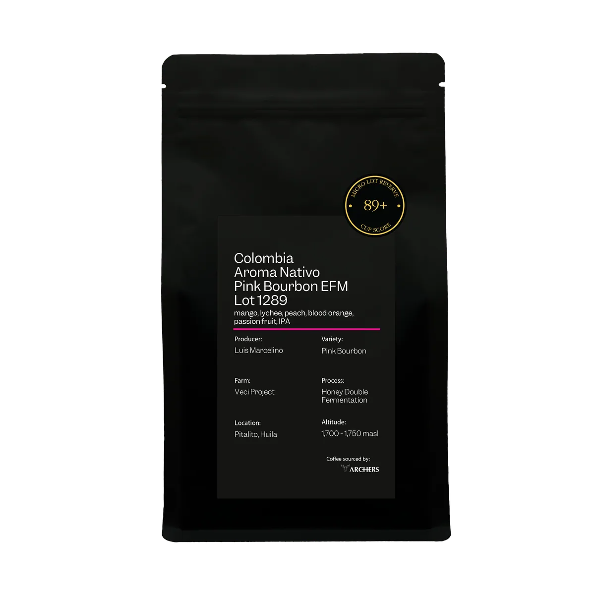 colombia - aroma nativo pink bourbon efm lot 1289 - colombia coffee by archers coffee