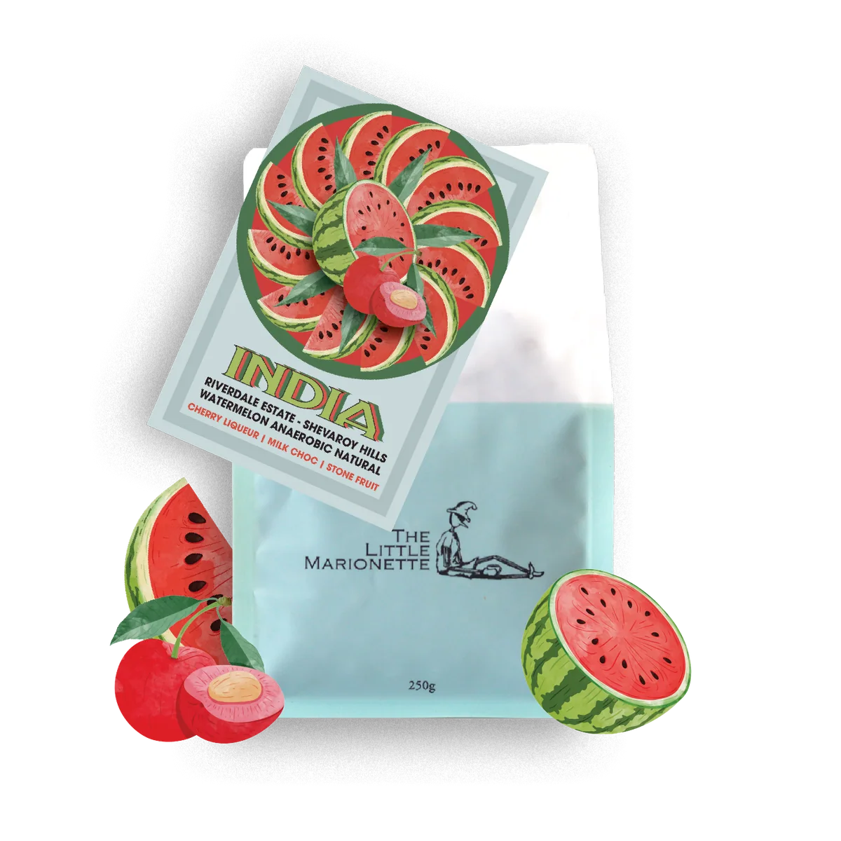 india | riverdale estate ~ watermelon anaerobic natural coffee by the little marionette coffee roastery
