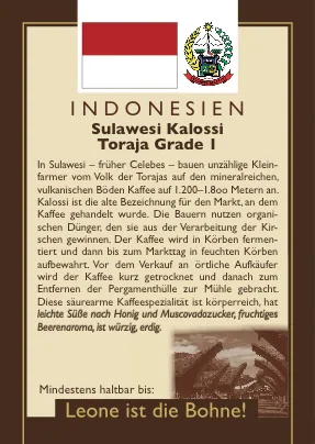 sulawesi kalossi toraja grade i coffee by leone caffè