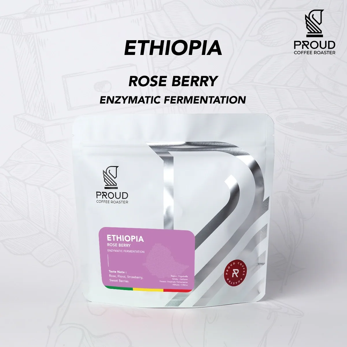 เมล็ดกาแฟคั่วอ่อน ethiopia rose berry (150 g) - ethiopia coffee by proud coffee roaster - riverside plaza - specialty coffee shop