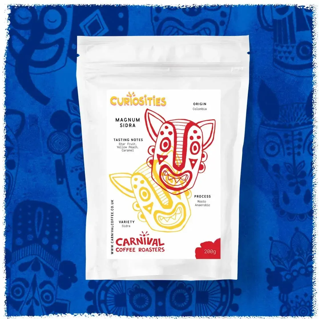 carnival coffee roasters curiosities - magnum sidra, colombia -  star fruit - yellow peach - caramel coffee by carnival coffee roasters