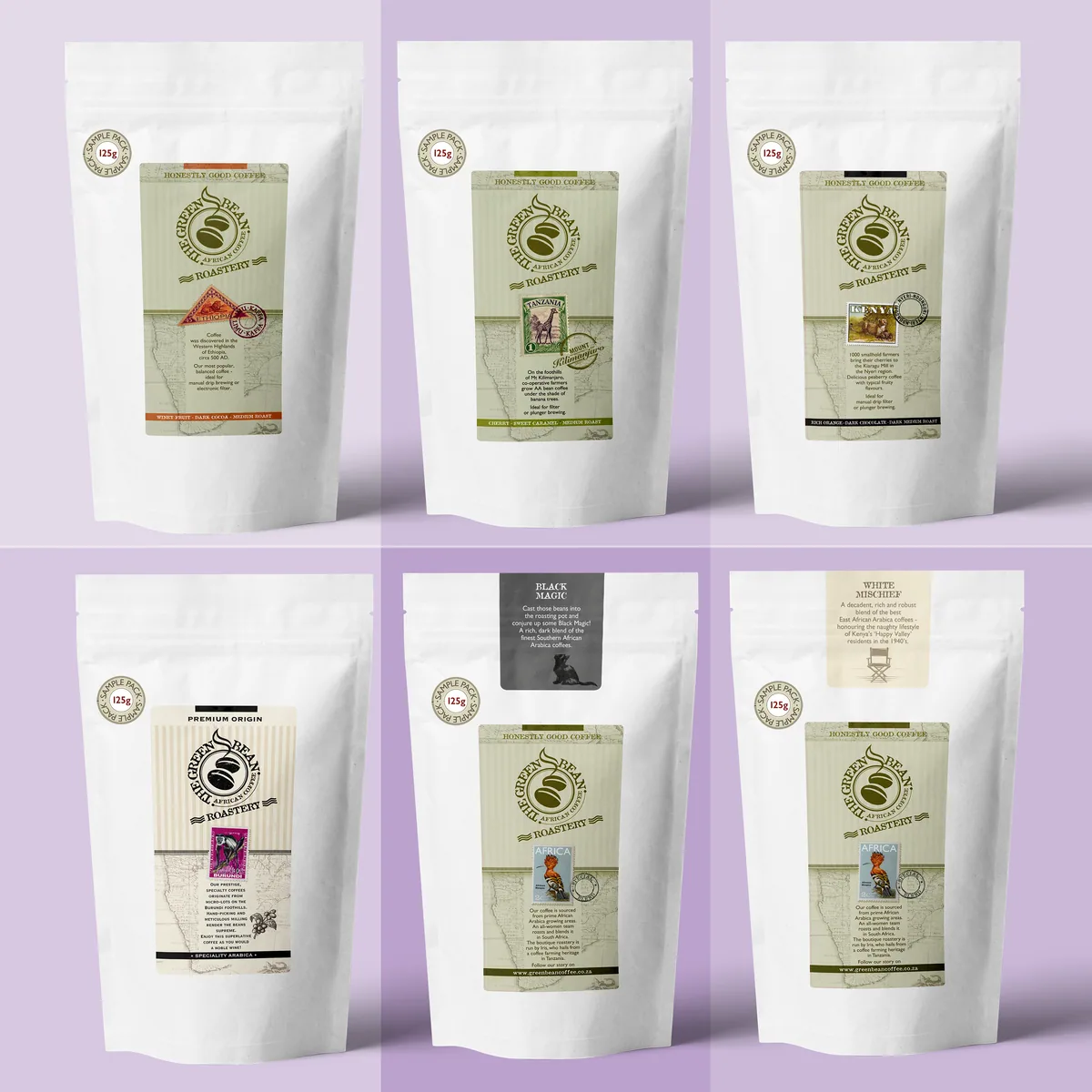 green bean single origin 6 by 125g multipack coffee by green bean coffee roastery