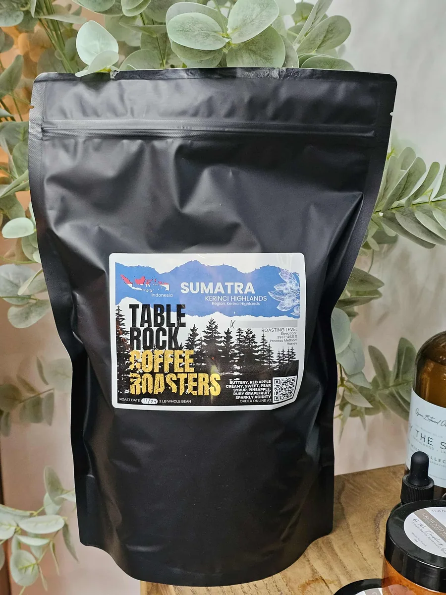 sumatra kerinci highlands | medium - light roast coffee 7lb bag coffee by table rock coffee roasters