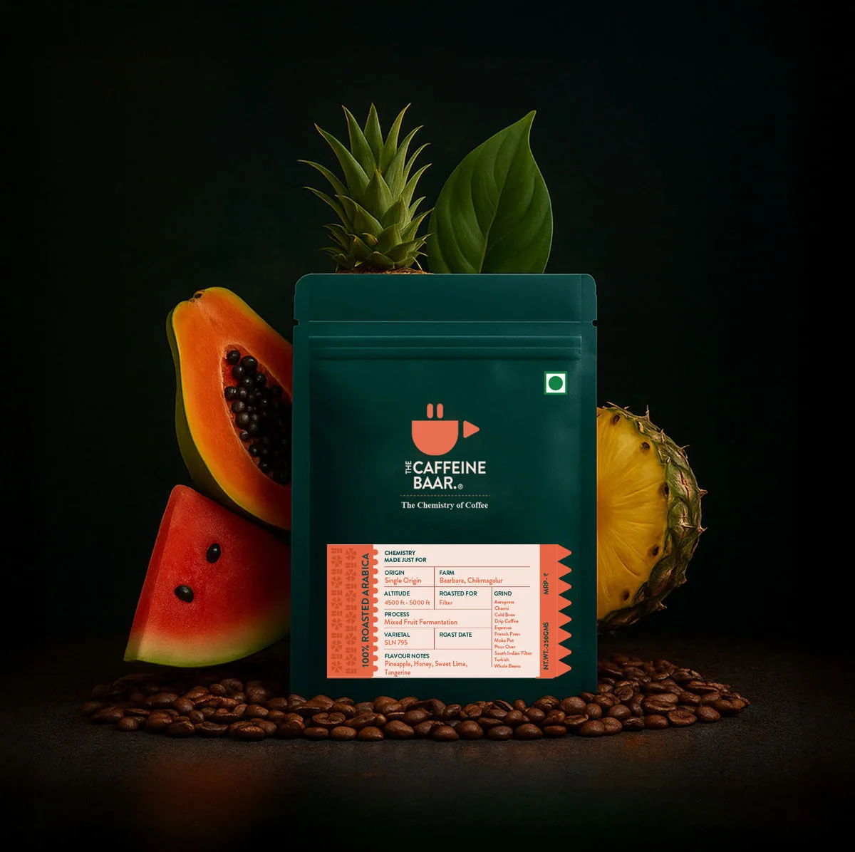 mixed fruit fermentation sample packet coffee by the caffeine baar cafe & roastery