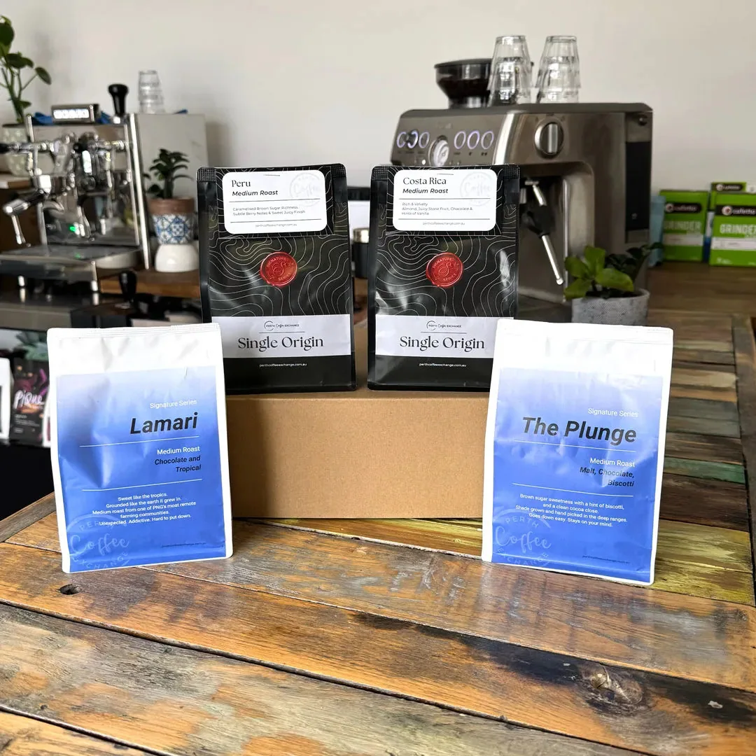 pcx signature series tasting box (limited edition) - peru + costa rica + papua new guinea coffee by perth coffee exchange