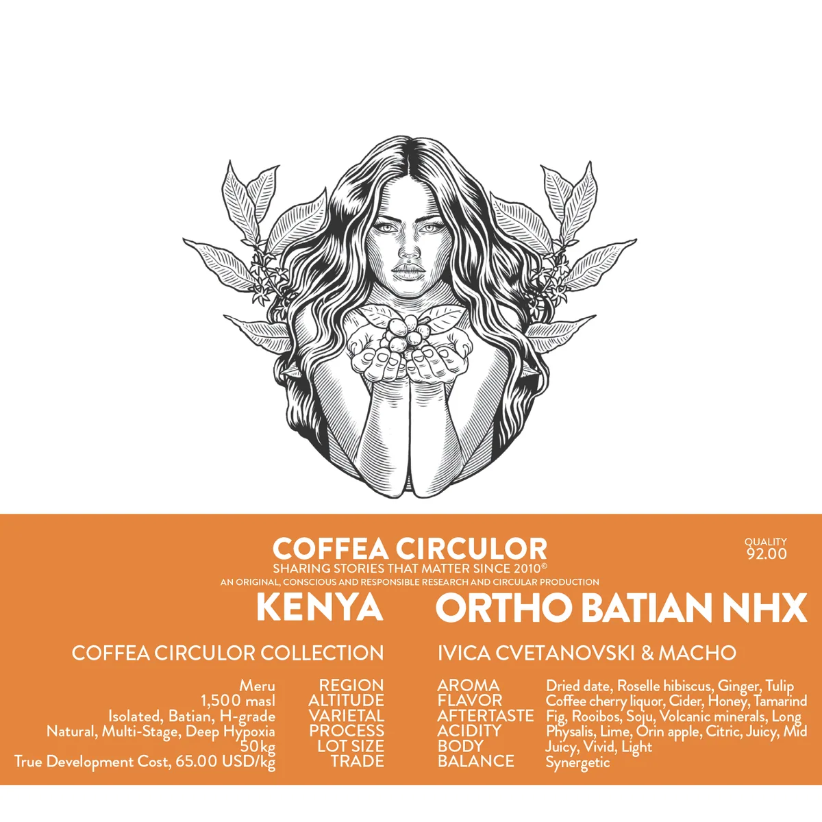 kenya coffea circulor ortho isolated batian natural multi-stage deep hypoxia nhx - kenya coffee by coffea circulor