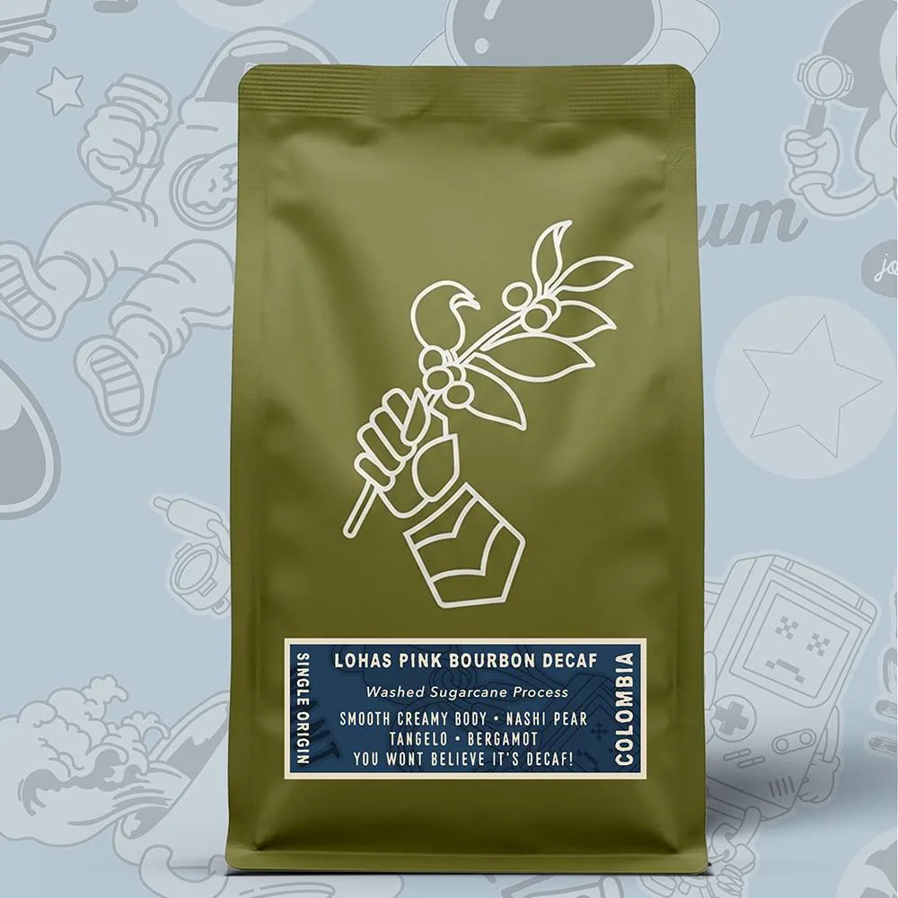 colombia lohas pink bourbon decaf coffee by cavalier coffee roasters & cafe