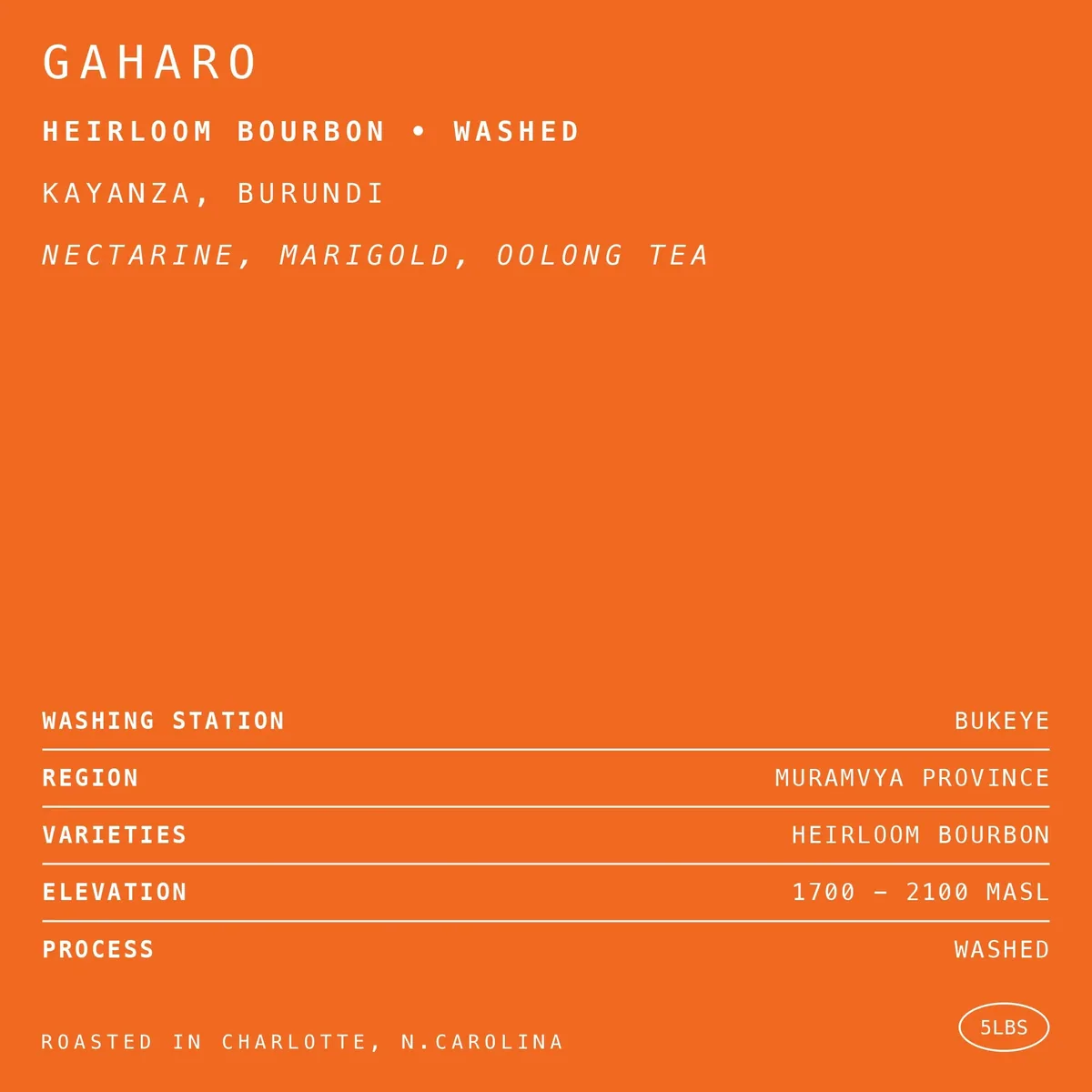 gaharo heirloom bourbon • washed - burundi coffee by hex coffee roasters