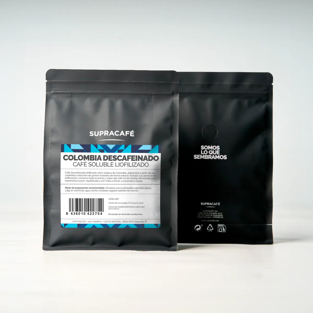 café de colombia descafeinado soluble liofilizado 250g - colombia coffee by supracafé s.a.