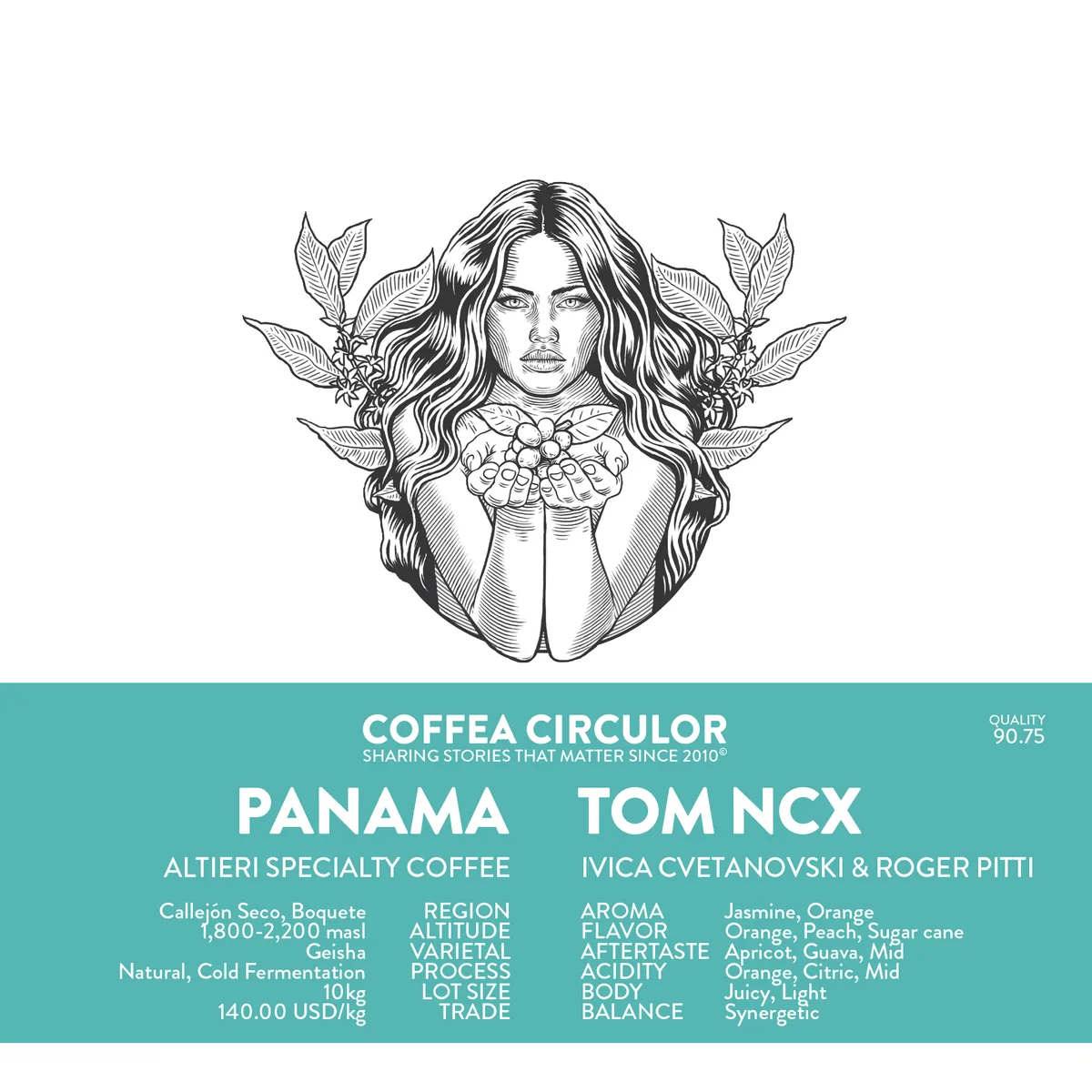panama altieri tom geisha natural cold - panama coffee by coffea circulor