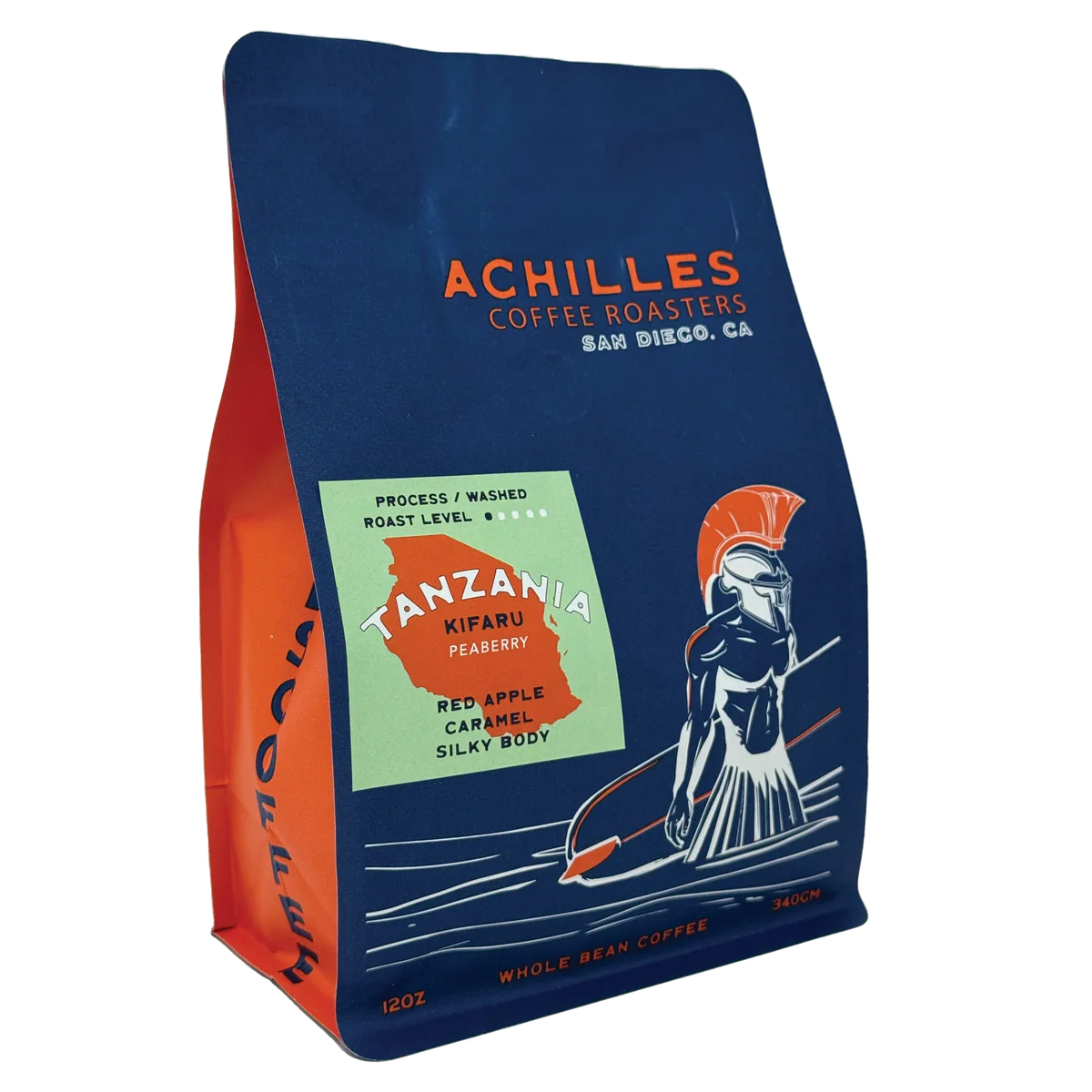 tanzania kifaru peaberry – washed process coffee by achilles coffee solana beach