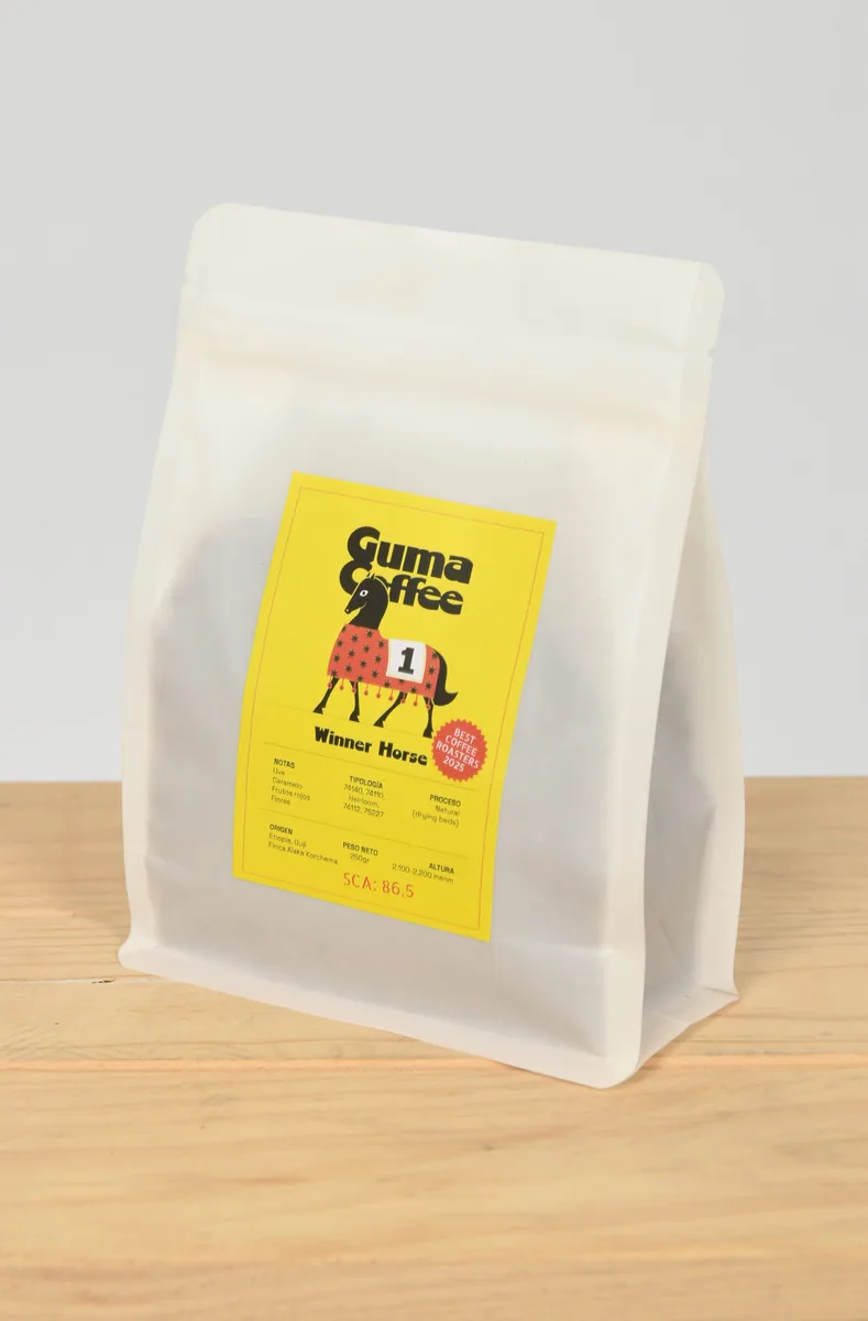 winner horse, etiopía natural coffee by bee love